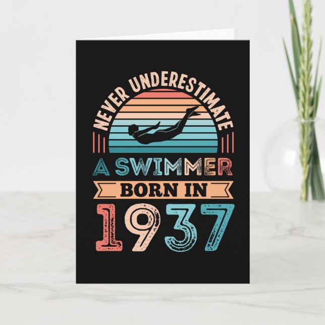 Swimmer, född 1937, 90:e födelsedagsswimming Gift Kort (Framsida)