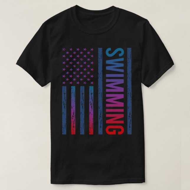 Swimmer för Simma för växling av övertonad Flagga T Shirt (Design framsida)