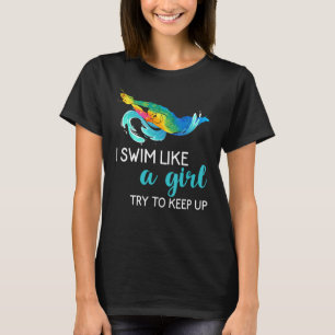 Swimmer Girls Women Simma Sport Idrottsman Swimmin T Shirt