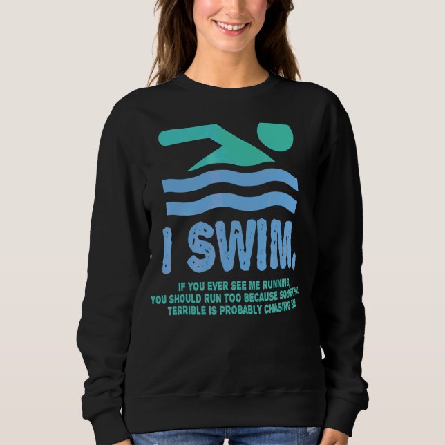 Swimmer i Springa och om du ser mig springa Simma T Shirt (Framsida)