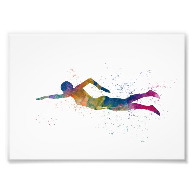 swimmer in watercolor fototryck (Framsidan)