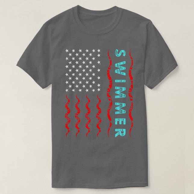 Swimmer med amerikansk Flagga T Shirt (Design framsida)