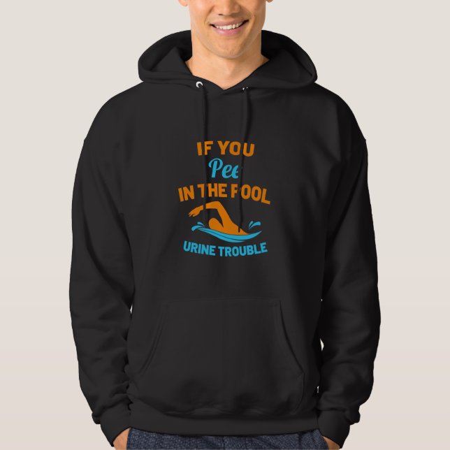 Swimmer Pee i Bassäng Hoodie (Framsida)