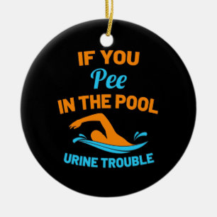 Swimmer Pee i Bassäng Julgransprydnad Keramik