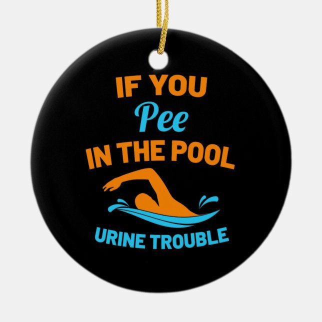 Swimmer Pee i Bassäng Julgransprydnad Keramik (Framsidan)