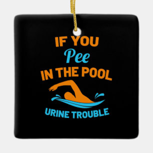 Swimmer Pee i Bassäng Julgransprydnad Keramik