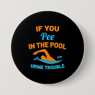 Swimmer Pee i Bassäng Knapp