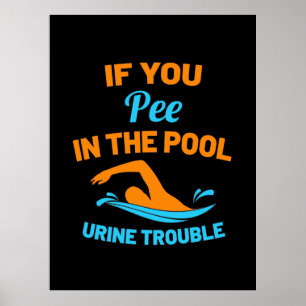 Swimmer Pee i Bassäng Poster