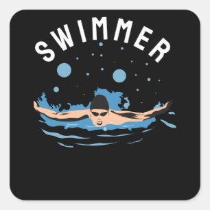 Swimmer - Perfekt design för simmare Fyrkantigt Klistermärke