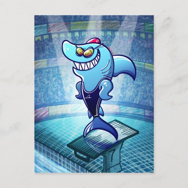 Swimmer Shark Vykort (Framsida)