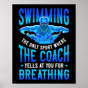 Swimmer Simma Breathing Butterfly Swimming Coach Poster