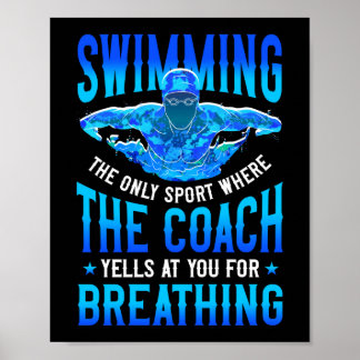 Swimmer Simma Breathing Butterfly Swimming Coach Poster