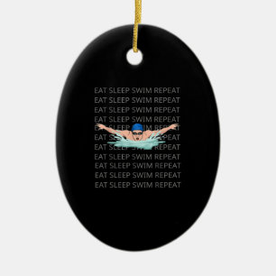 Swimmer Simma Kärlek Funny Swimming Boy Sport Julgransprydnad Keramik