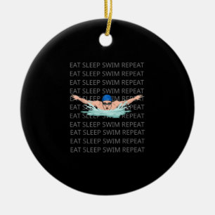 Swimmer Simma Kärlek Funny Swimming Boy Sport Julgransprydnad Keramik