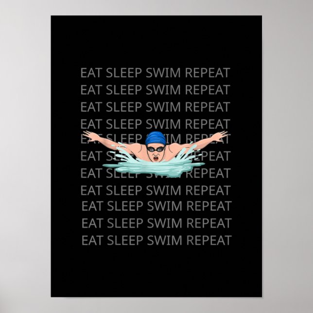 Swimmer Simma Kärlek Funny Swimming Boy Sport Poster (Framsidan)