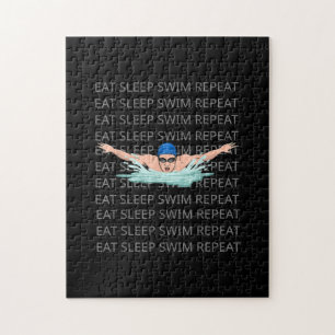 Swimmer Simma Kärlek Funny Swimming Boy Sport Pussel