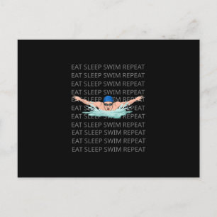 Swimmer Simma Kärlek Funny Swimming Boy Sport Vykort