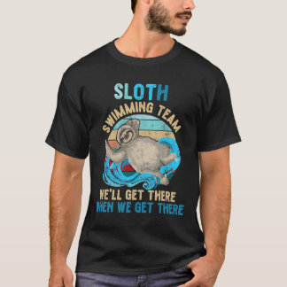 Swimmer Simma Sloth Swimming Team Retro T Shirt