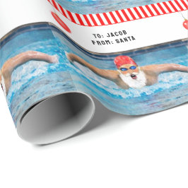 Swimmer Swimming Helgdag Gift Presentpapper