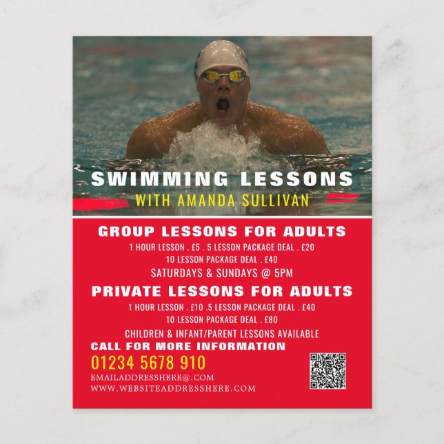 Swimmer, Swimming Lesson Advertising Flyer (Framsidan)