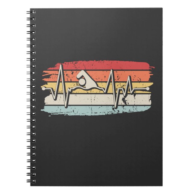 Swimmer Swimming Retro Anteckningsbok (Framsidan)