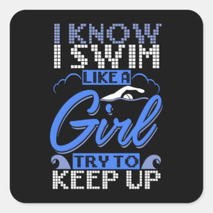 Swimmer Swimming Simma Sport Gift Fyrkantigt Klistermärke