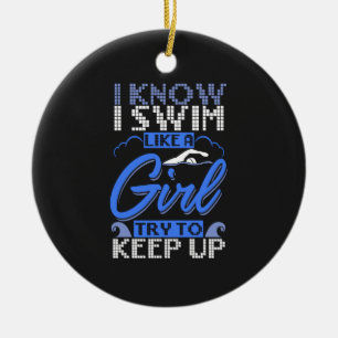 Swimmer Swimming Simma Sport Gift Julgransprydnad Keramik