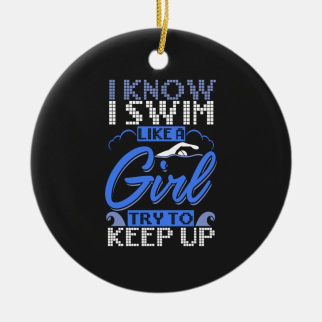 Swimmer Swimming Simma Sport Gift Julgransprydnad Keramik (Framsidan)