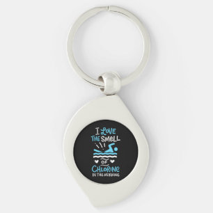 Swimmer Swimming Simma Sport Gift Swirl Silverfärgad Nyckelring
