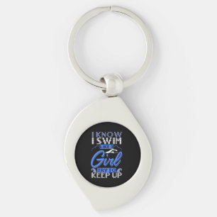 Swimmer Swimming Simma Sport Gift Swirl Silverfärgad Nyckelring