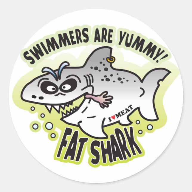 Swimmers Tjock Shark Runt Klistermärke (Framsida)