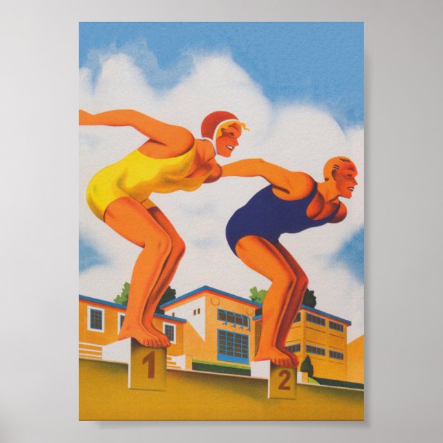 Swimmers Vintage resor Poster (Framsidan)