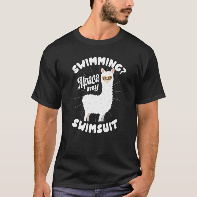 Swimming Alpaca My Swimsuit Camelid Mammal Alpaca T Shirt (Framsida)