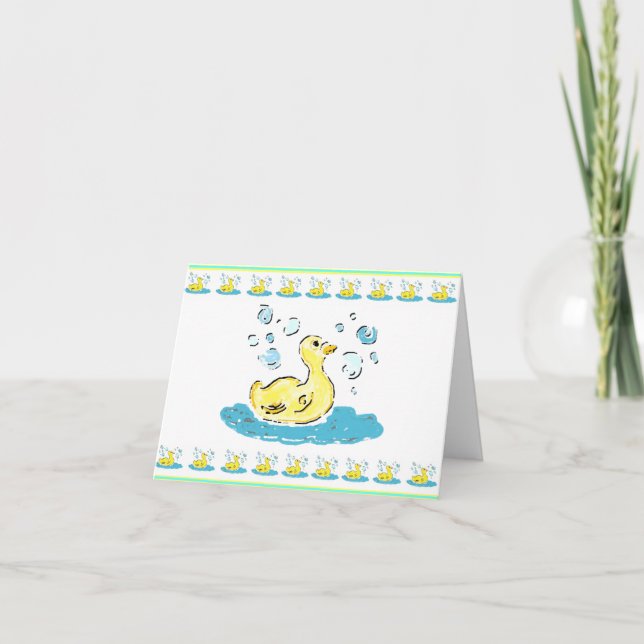Swimming Anka n Bubbles GIFT Note Tack Kort (Framsida)