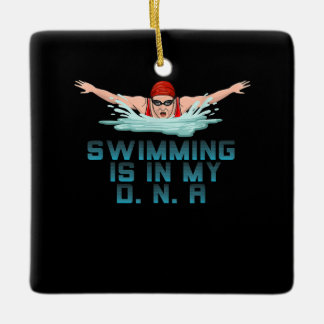 Swimming är min DNA Swimming Älskare Funny Swimmer Julgransprydnad Keramik