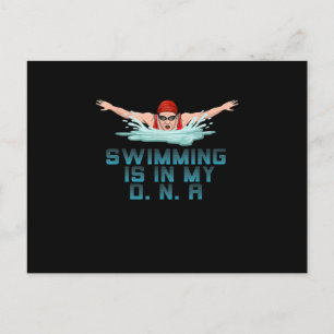 Swimming är min DNA Swimming Älskare Funny Swimmer Meddelande Vykort