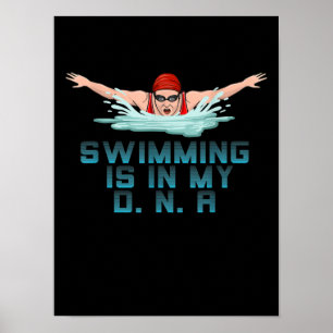 Swimming är min DNA Swimming Älskare Funny Swimmer Poster