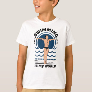 Swimming är min värld - Swimmer in Speedo T Shirt