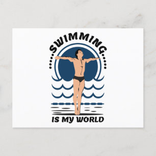 Swimming är min värld - Swimmer in Speedo Vykort