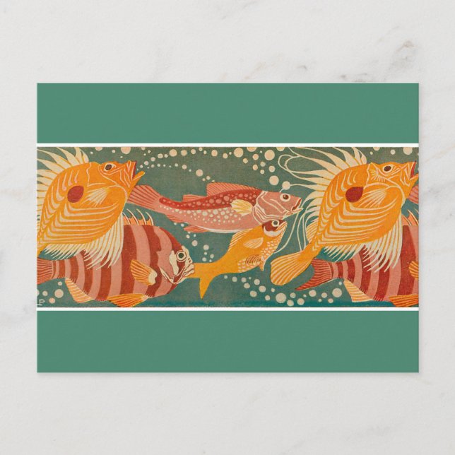 Swimming Art nouveau Fish Vykort (Framsida)