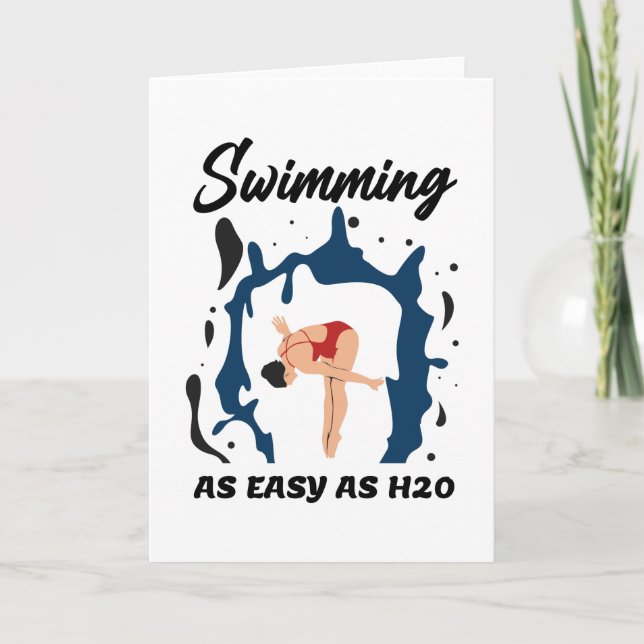 Swimming as Easy as H2O - Funny Swim Design Kort (Framsida)