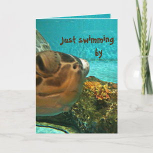 Swimming av havsköldpadda med Fars dag Kort