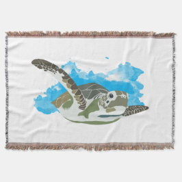 Swimming av havssköldpaddor i vattenfärgsdesign filt