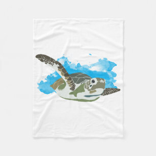 Swimming av havssköldpaddor i vattenfärgsdesign fleecefilt