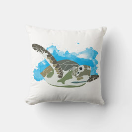 Swimming av havssköldpaddor i vattenfärgsdesign kudde