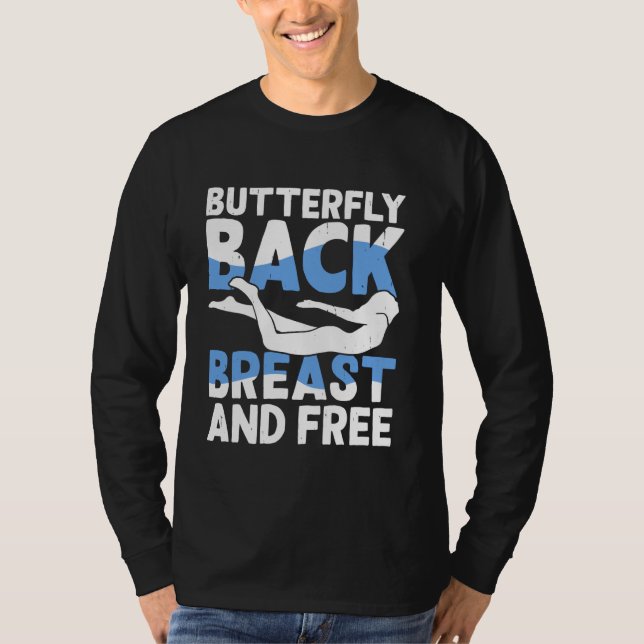 Swimming av Kärlek-fjäril, bak och fri T Shirt (Framsida)
