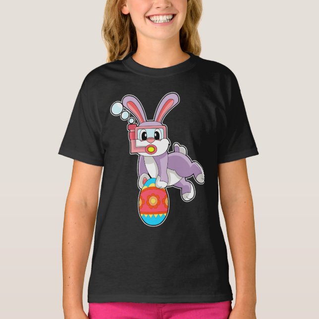 Swimming av Påskägget Rabbit Påsk T Shirt (Framsida)