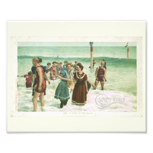 Swimming av Vintagen vatten Baby Fototryck