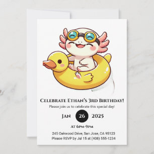 Swimming Axolotl Roligt Birthday Inbjudningar