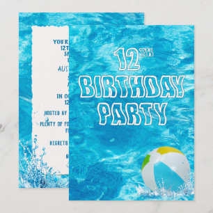 Swimming Bassäng 12:e Födelsedagsfest inbjudan